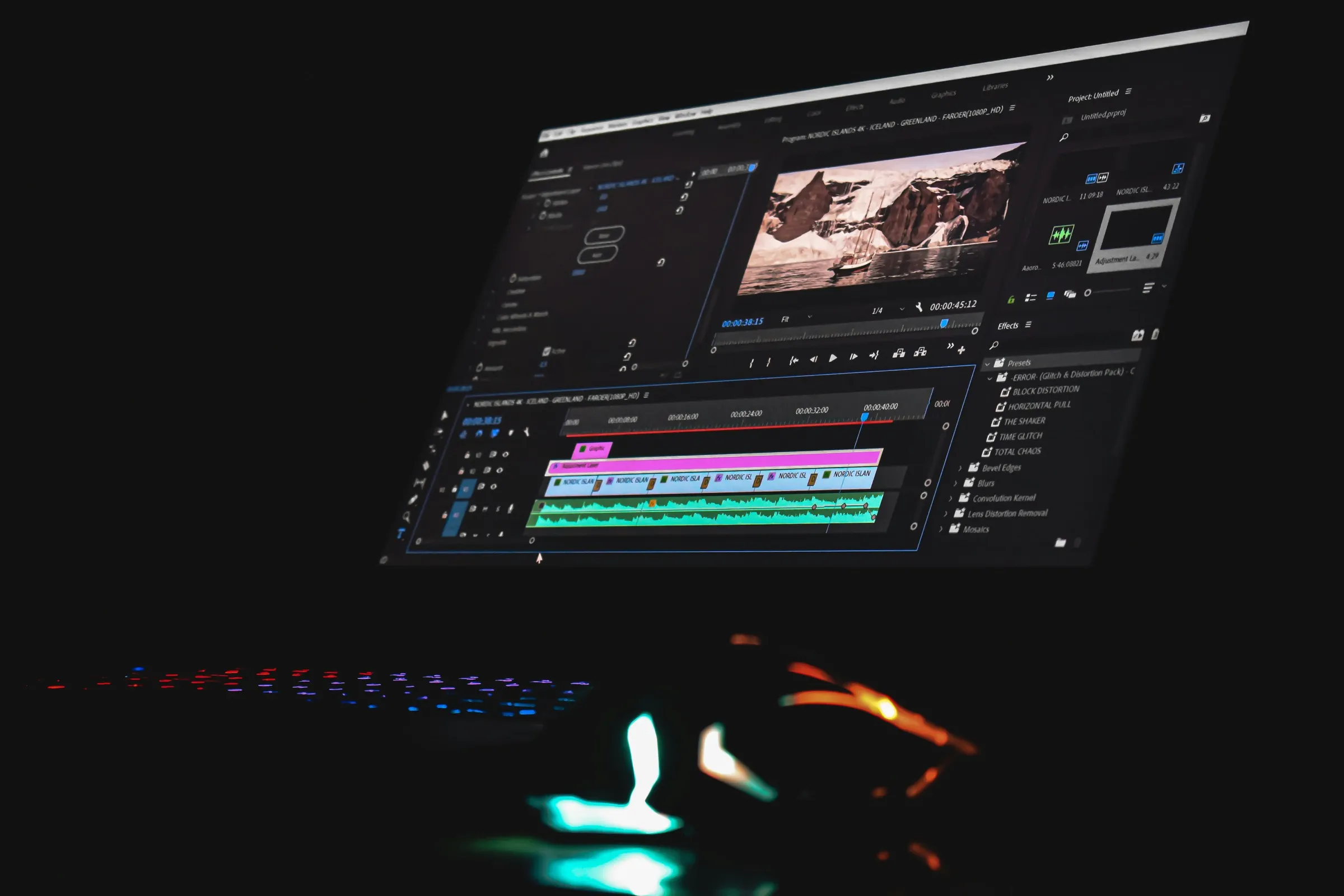Video editing on a timeline